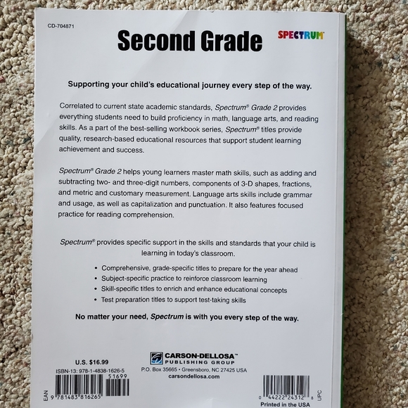 Two Second Grade Workbooks - Spectrum Second Grade & BIG Second Grade - Picture 3 of 7